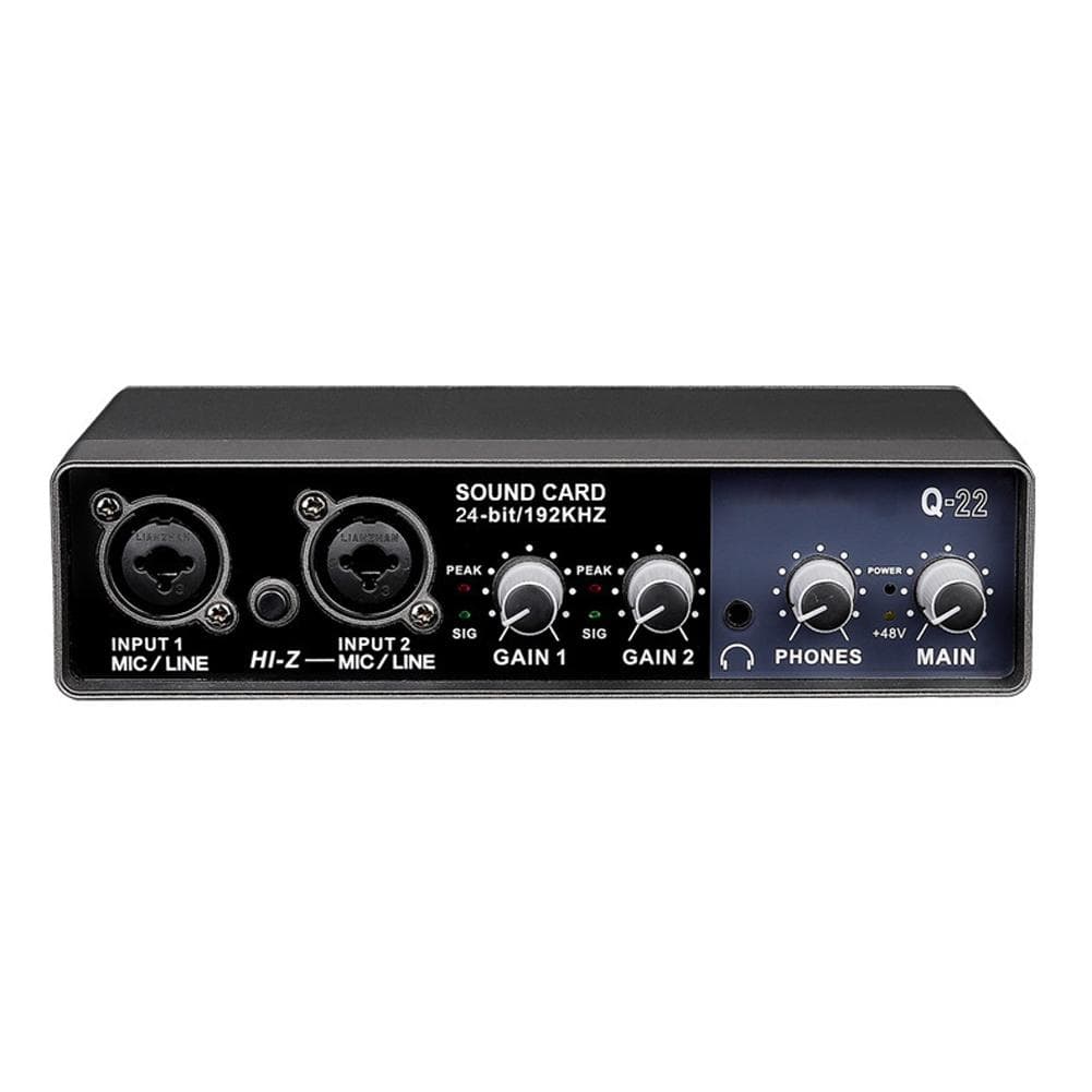 Portable Audio Interface USB Sound Card Mic Preamplifier Computers Recording Tuning Digital Mixing black