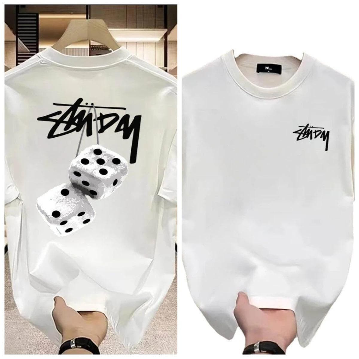 Summer New Pure Cotton T-shirt For Men, Short-sleeved, Fashionable Cartoon Printed, Half-sleeved, Round-neck Loose Oversized Base Layer XXXL beige