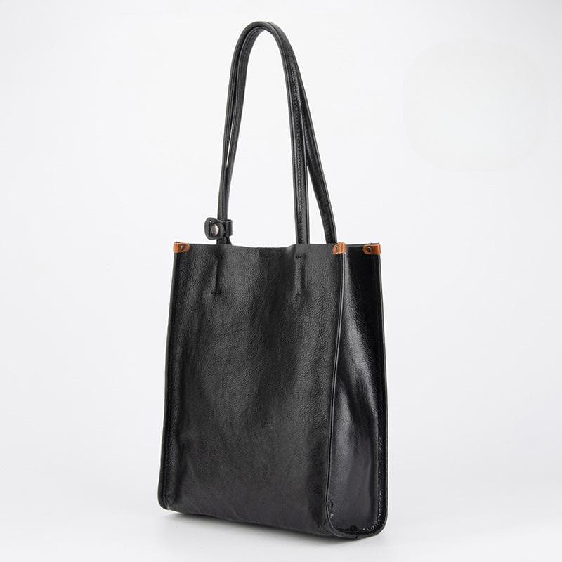Top-grain Leather Single-shoulder Bag, Retro-textured Commuting Tote Bag, Niche Casual Women's Bag, Underarm Bag
