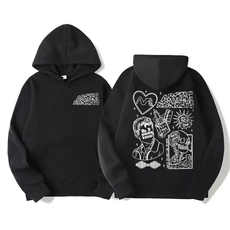 Retro Rock Arctic Monkeys Music Album Graphic Hoodies Men Vintage Oversized Hip Hop Hoodie Punk Sweatshirt Tour Double Sided S
