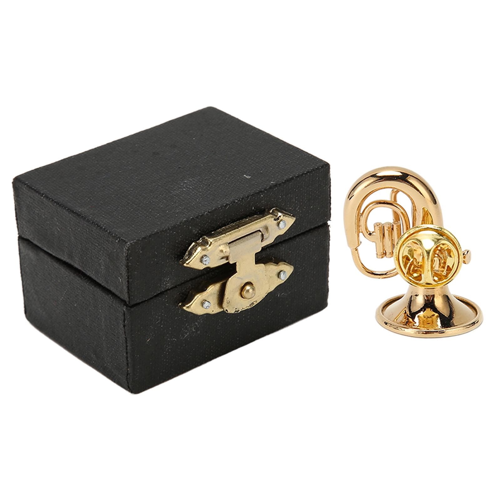 Golden Miniature French Horn Exquisite Beautiful Rust Protection Miniature Musical Brooch for Music