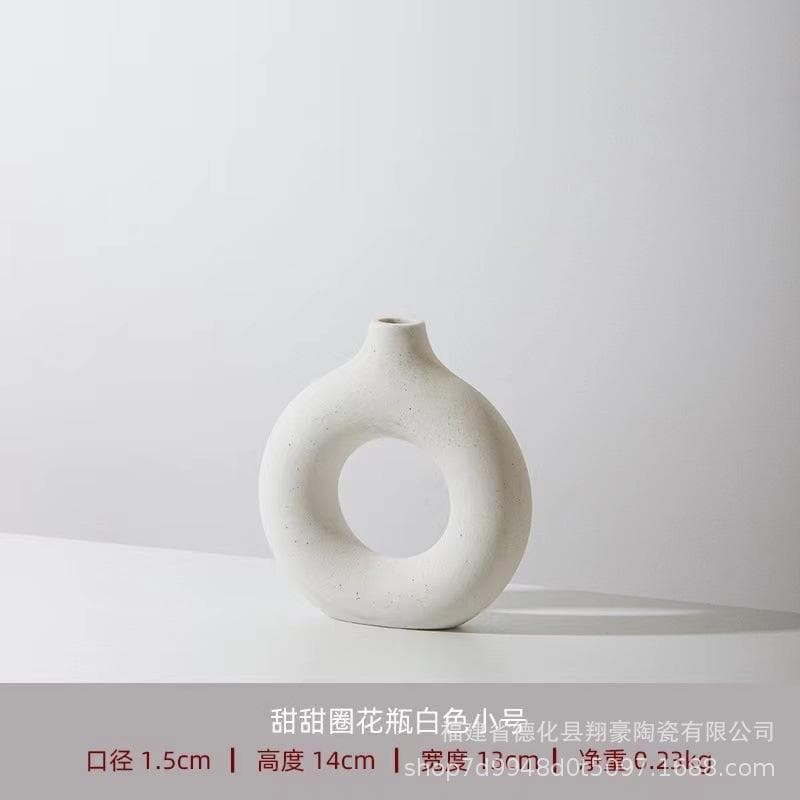 Ins Nordic style circle ceramic vase decoration creative simple home living room decoration dark blue