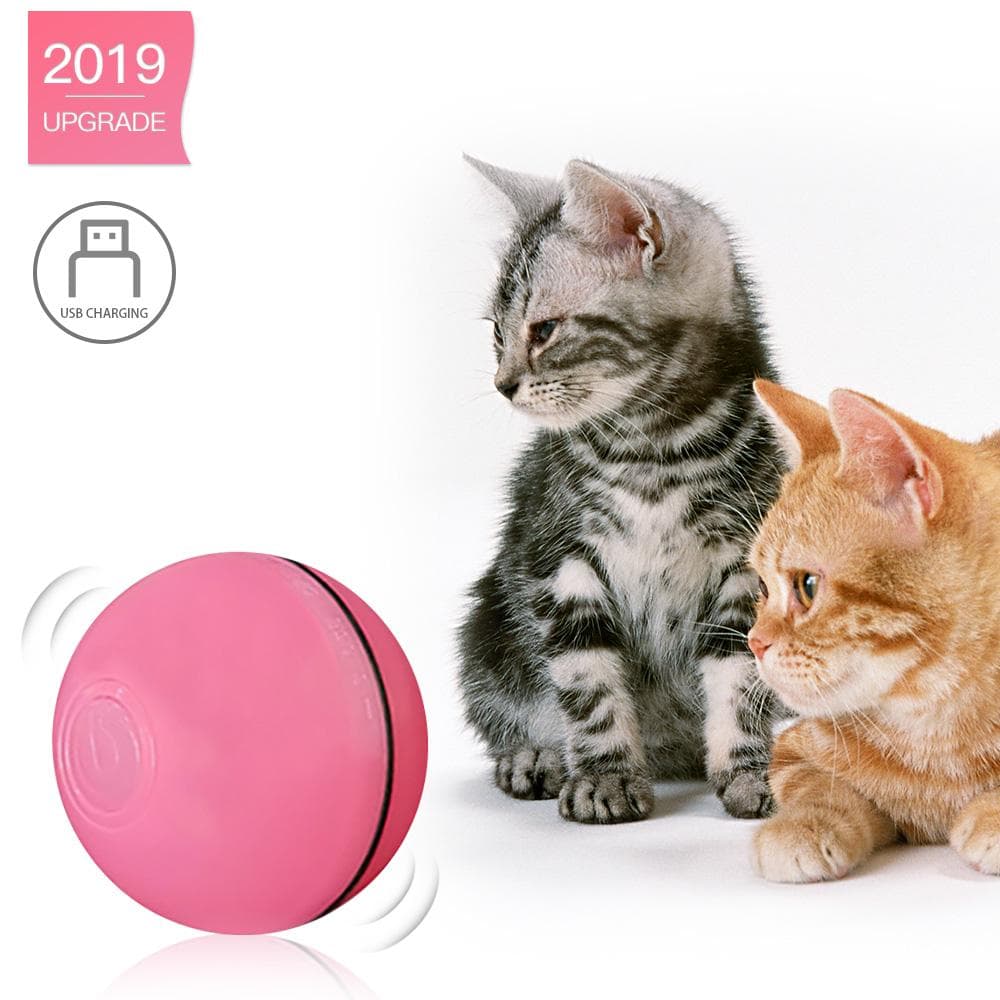 Electric Interactive Cat Toy Ball Rolling Ball for Kitten Cats Exercise red