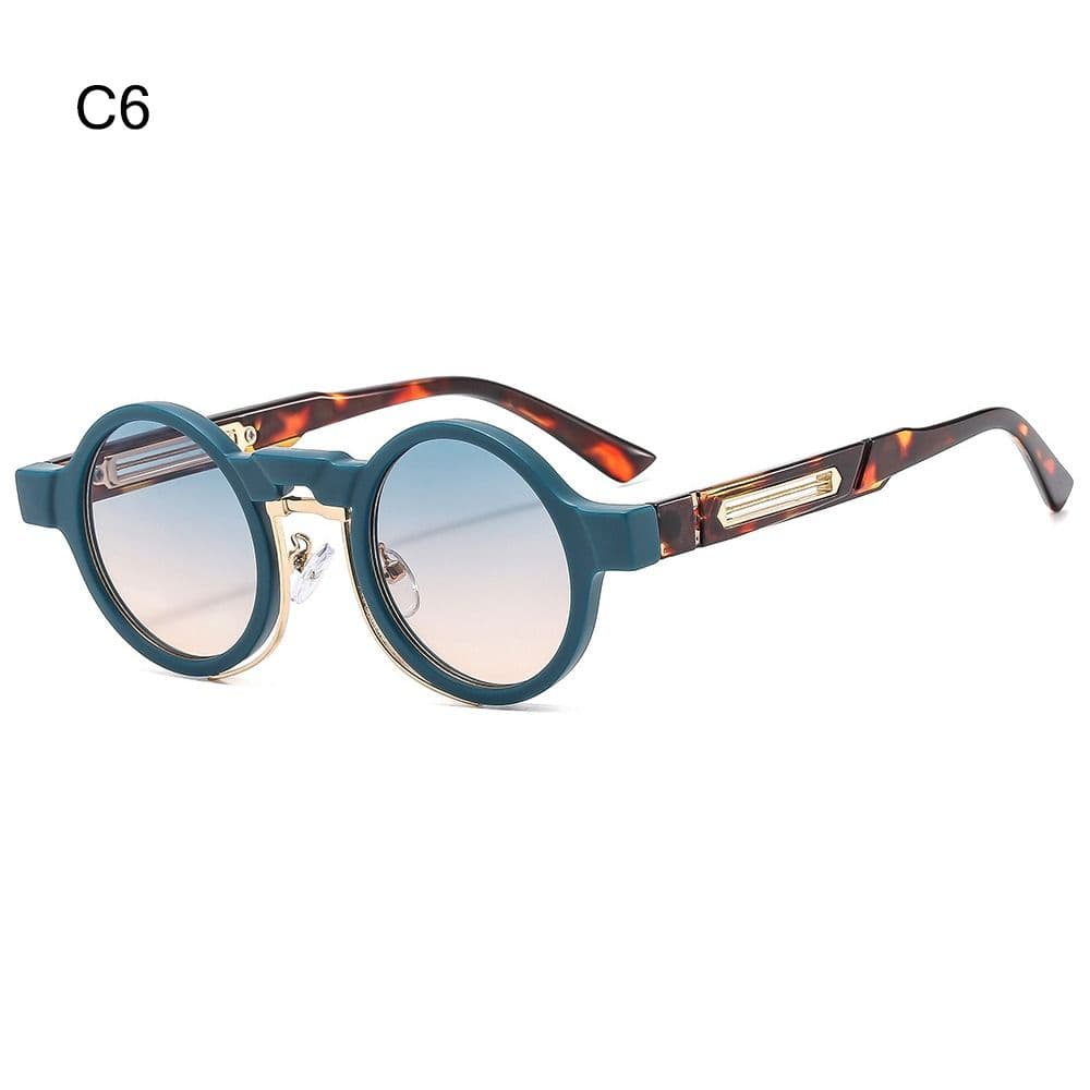 Trendy Round Sunglasses Small UV400 Protection Punk Y2K Gradient Shades for Women Men