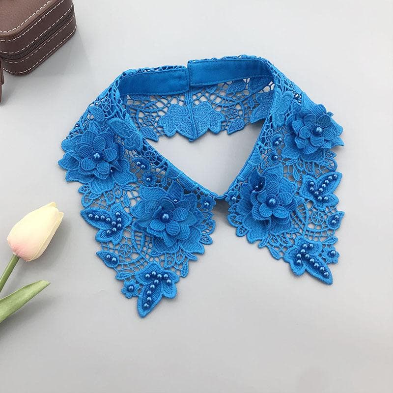 Candy Color Lace Fake Collar Tie Beading Detachable Collar Shirt False Collar Woman Blouse Top Dickey Detachable Lapel Necklace