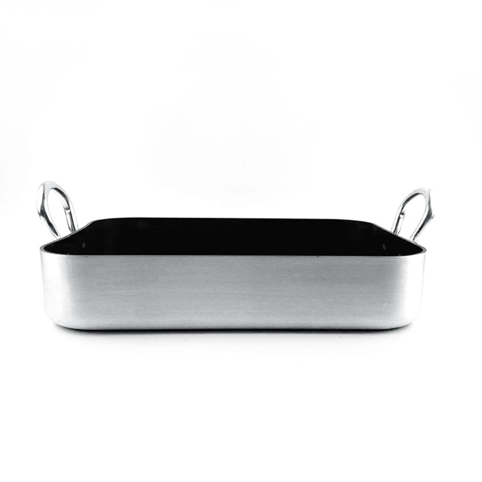 Rectangle Frying Pan Nonstick Aluminum Alloy Multifunction Flat Single Bottom Fry Pan with Handles 40x30cm / 15.7x11.8in