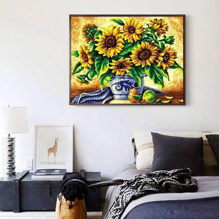 Diamond Embroidery Yellow Floral Cross Stitch 5D DIY Diamond Mosaic Diamond Painting Rhinestones 20X30CM