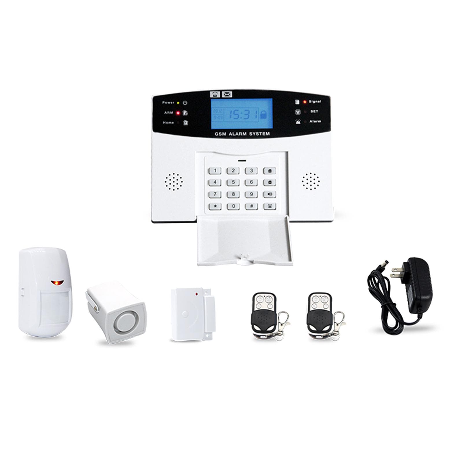WiFi GSM Alarm System Tuya Smart Home LCD Display Security Alarm Support Two-way Voice Intercom US PLUG white