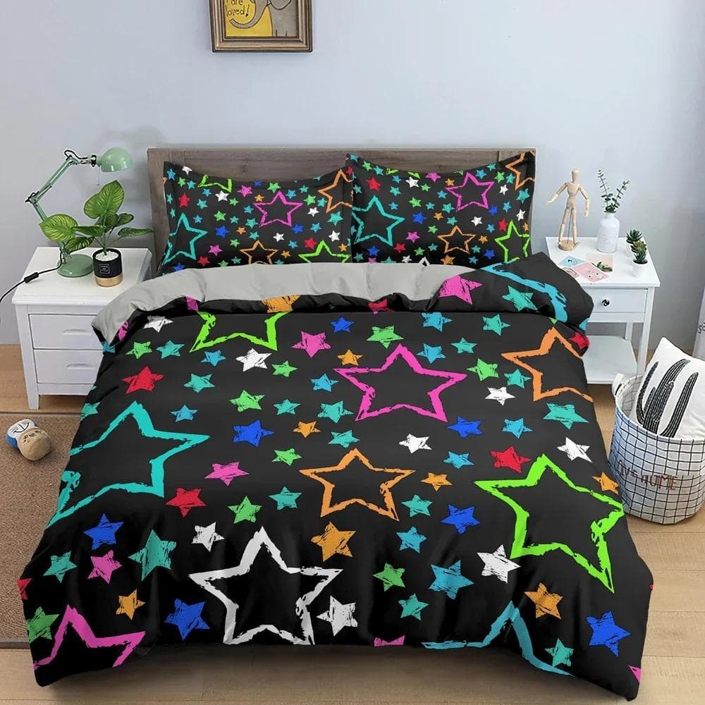 Star Pattern Duvet Cover Colorful Stars Print Quilt Covers For Bedroom Single Twin Queen King Bedding Set Home Decor EU Single 135x200cm