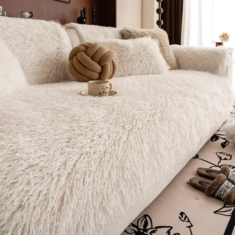 Modern Simple Winter Lamb Wool Sofa Towel Thicken Plush Soft Sofa Covers for Living Room Anti-slip Couch Cover Home Decor D 70x150