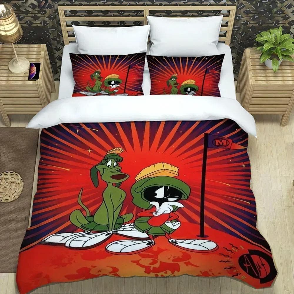 Marvin The Martian Cartoon Bedding Sets exquisite bed supplies set duvet cover comforter set bedding set luxury birthday gift 135X200cm 2pcs