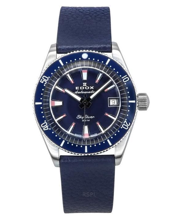 Edox Skydiver Limited Special Blue Dial Automatic Diver's 80131 3BUC BUICO 300M Men's Watch With Extra Strap blue