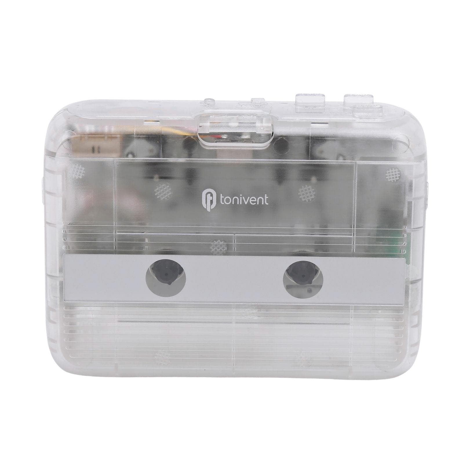 TONIVENT Portable BT Cassette Player Stereo Auto Reverse Mini Transparent Tape Player & FM Radio transparent