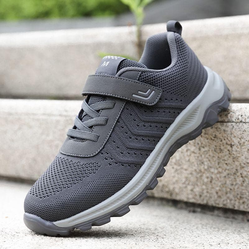 Middle-aged and Elderly Walking Shoes Flying Woven Breathable Travel Shoes Light Soft Sole Sports Leisure Parents Shoes for The Elderly 42 gray