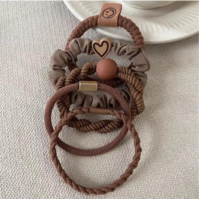 Headband Leather Band Female High Ponytail Holster Hair Accessories Simple High Elasticity Durable Rubber Band Hair Circle ooo light coffee