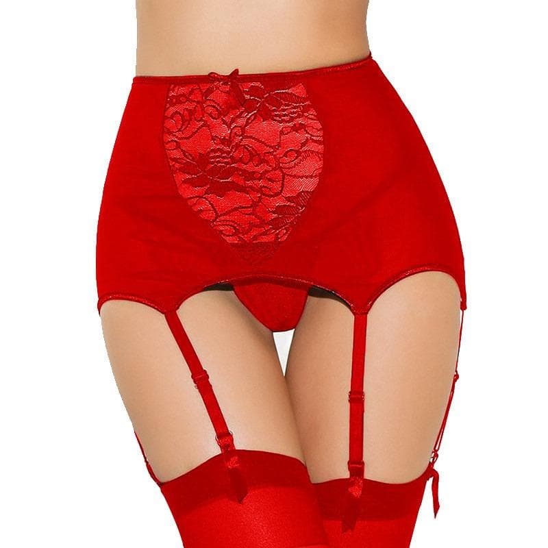 Belt Lace Garter Suspender Attractive Stocking Sexy underwear High Waist Sexy Lingerie 2XL red
