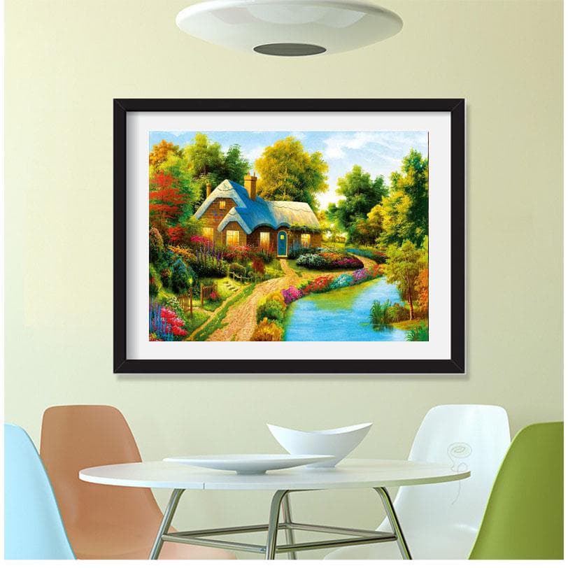 Diamond Painting Embroidery Landscape House Cross Stitch Scenery Pattern Full Round Rhinestone 20X30CM