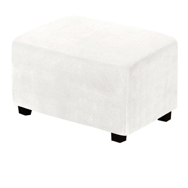 4 Sizes Velvet Durable Customized Stretch Footrest Ottoman Cover Folding Storage Stool Furniture Protector Rectangle Slipcover XL white