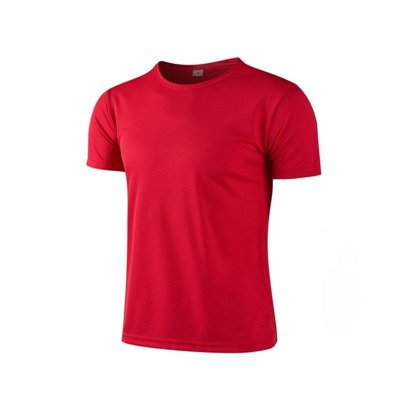 Summer Round Neck T-shirt Quick Dry Clothes Work Clothes Short-sleeved T-shirt L red