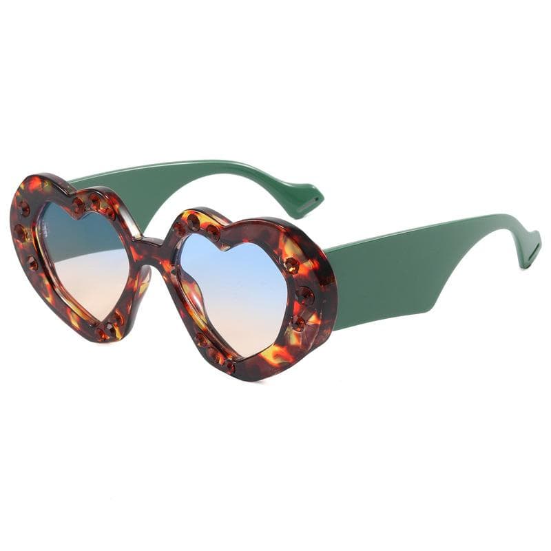 Colorful Heart Punk Women Sunglasses Luxury Designer Sun Glasses For Men Street Style Rhinestones Eyewear as  picture