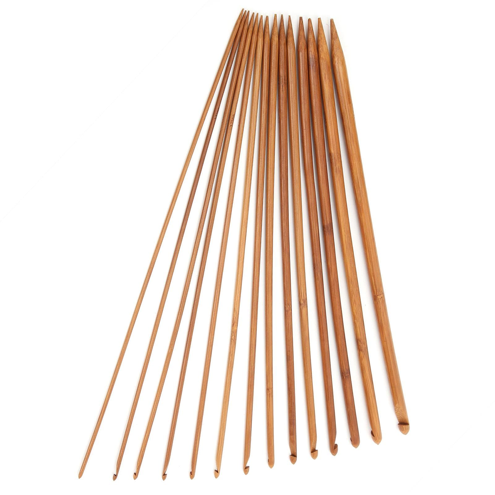 Bamboo Knitting Needles Carbonized Bamboo Natural Wood Color Crochet Hook for Sweaters Socks Gloves