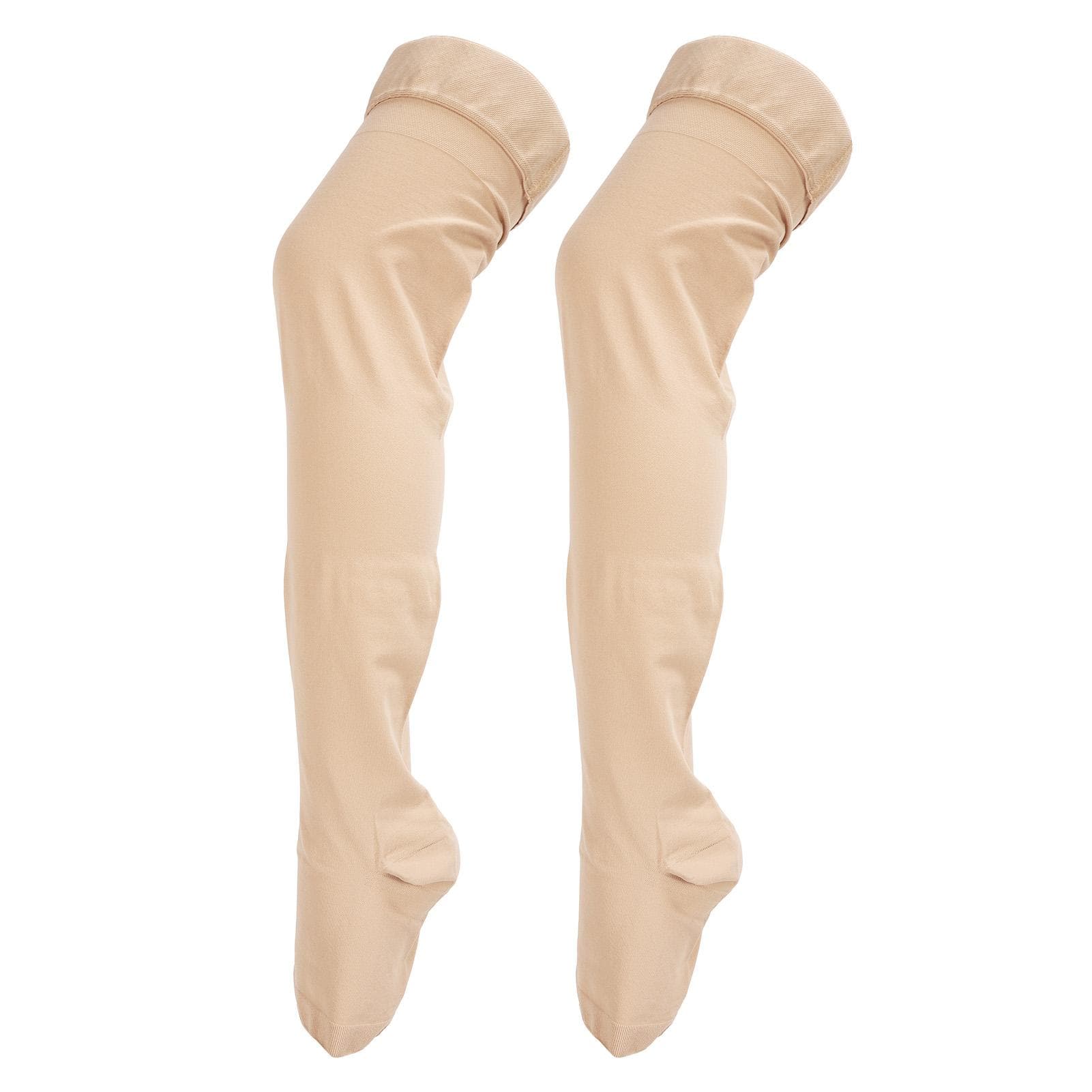 3XL Beige Open Toe Compression Stockings Thigh High 23‑32mmHg Toeless Compression Socks for