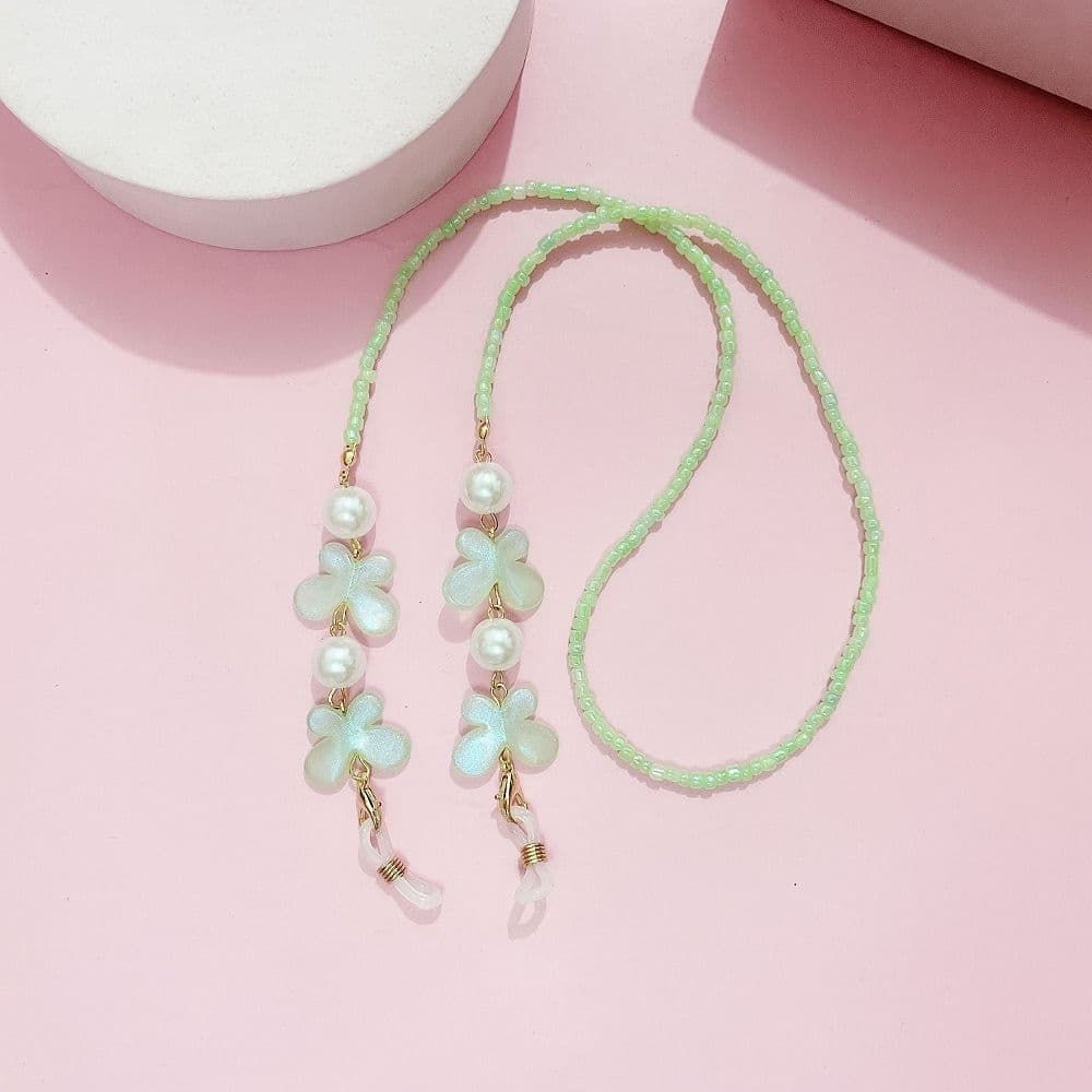 New Adjustable Sunglasses Lanyard Strap Colorful Reading Glasses Eyeglass Chain Anti-slip Bead Splicing Necklace Headphone Chain green