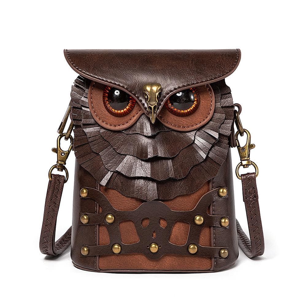 Medieval Contrasting Rivet PU Leather Women's Shoulder Bag Medieval Owl MINI Shoulder Bag