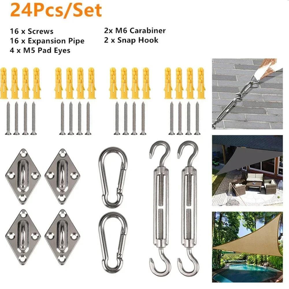24/47pc Steel Flexible Wire Stainless Steel Clothesline Diameter Lifting Chain Ajustable Locking Cable Shade Sail Rope Fitting 24Pcs