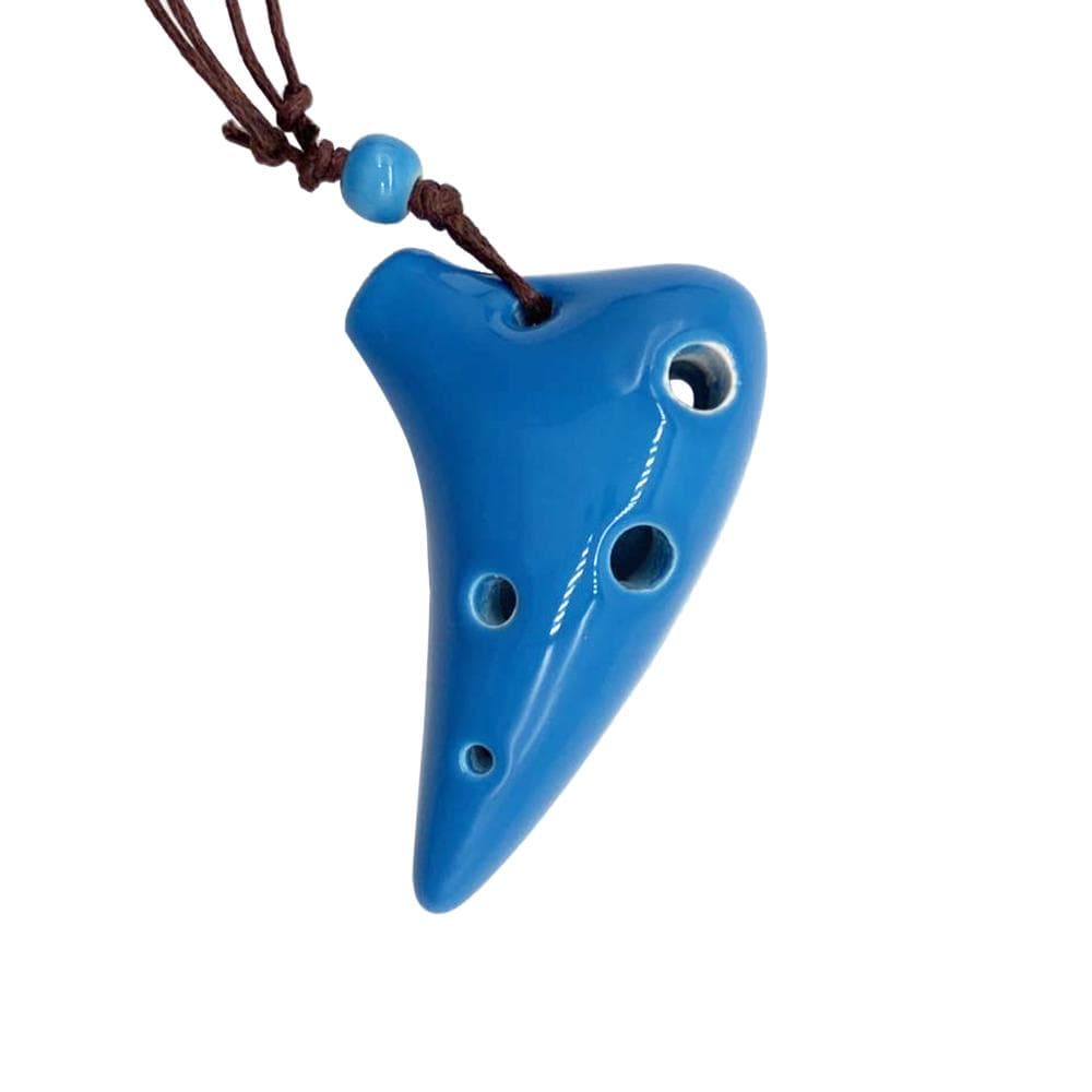6 Holes Ceramic Ocarina Alto C Submarine Style Musical Instrument with Light blue