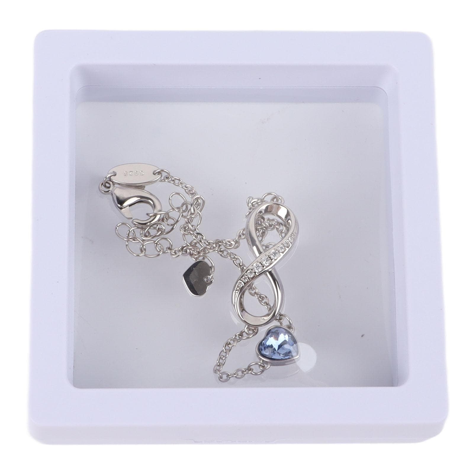 Figure 8 Shaped Pendant Bracelet Women Silver Plated Copper Heart Shaped Rhinestone Pendant