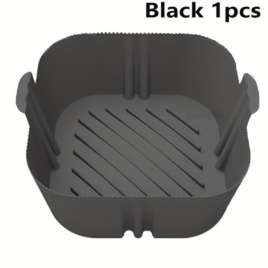 Silicone Air Fryers Oven Baking Tray Reusable Airfryer Silicone Basket Pizza Fried Chicken Airfryer Pan Liner black