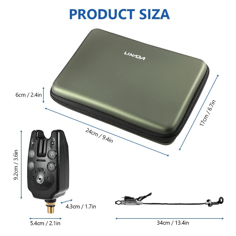 Fishing Bite Alarms Set Digital Fishing Alarm Kit LED Alarm Indicator Alert Bell Fishing Swinger set 2 black