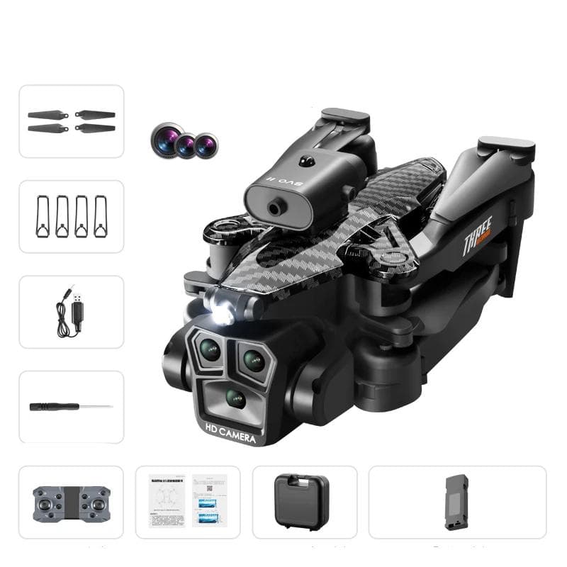 New K10 MAX Aerial Photography 4K Drone Obstacle Avoidance Three-camera Remote Control Aircraft Optical Flow Quadcopter Toy Gift 1 battery white/black