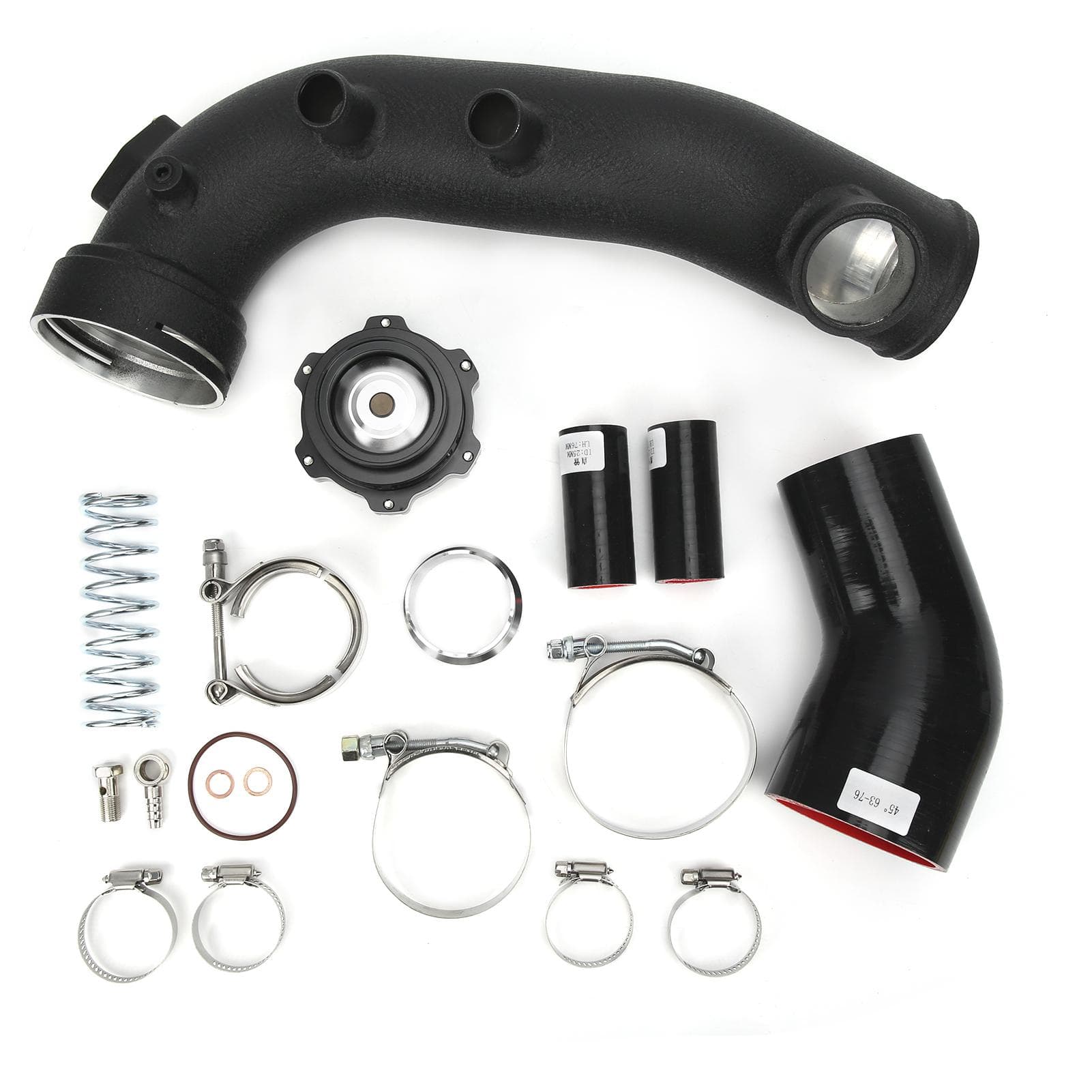 Air Intake Turbocharge Pipe with Black Blow Off Valve Kit Aluminum Alloy Silicone Tube Fit for N54