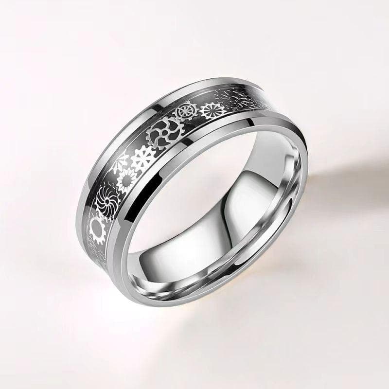 European & American Style Dragon Pattern Titanium Steel Ring - Durable, Fade-Resistant Stainless Steel Jewelry Size 9