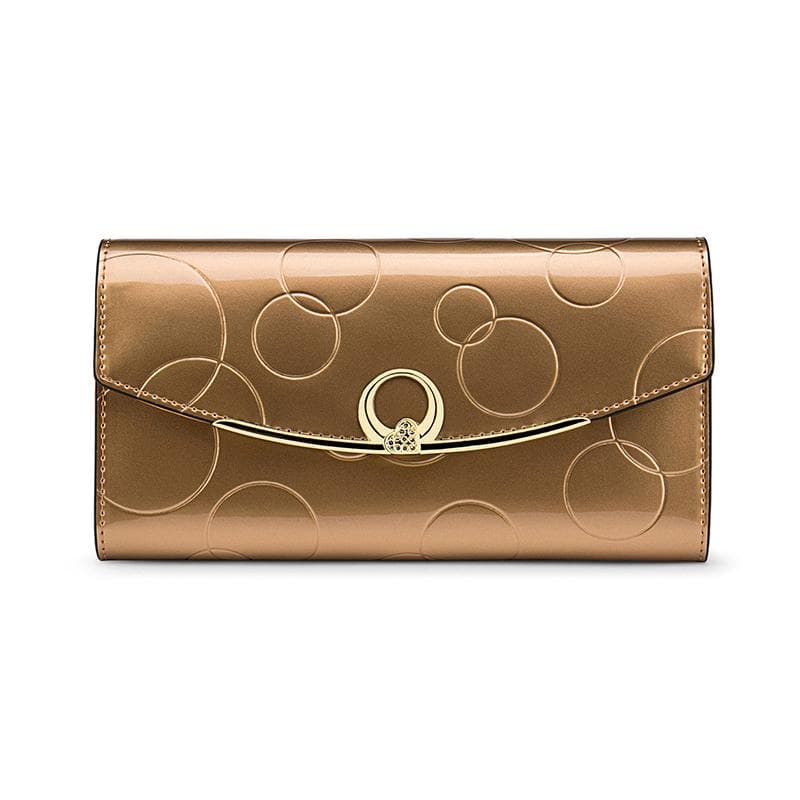 Womens Wallets Long Purse for Women with Cell Phone Pocket Leather Wallet RFID Protect gold