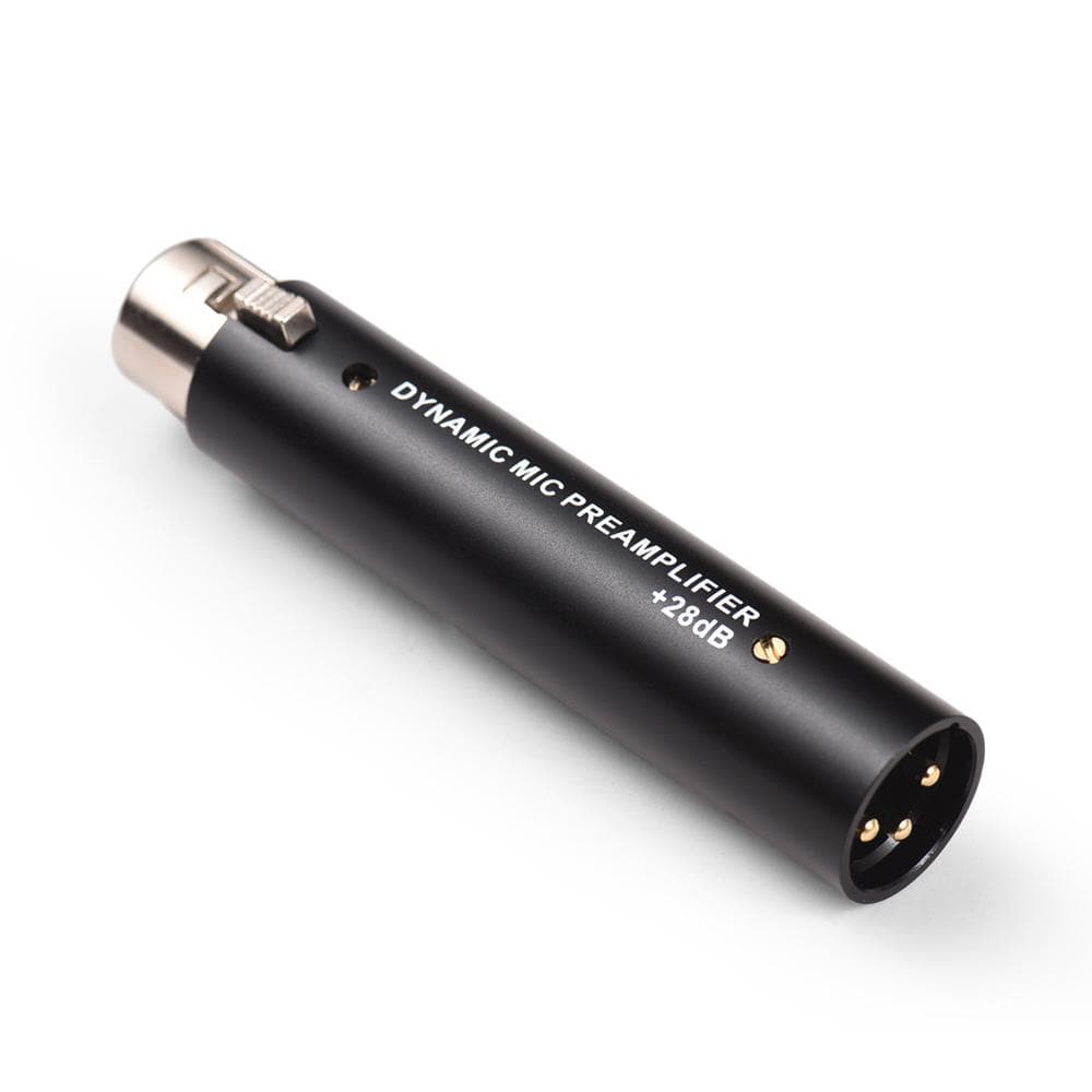 In-line Microphone Pream Low Noise Gain Amplifier XLR Connection Port for Dynamic Microphone Stage black