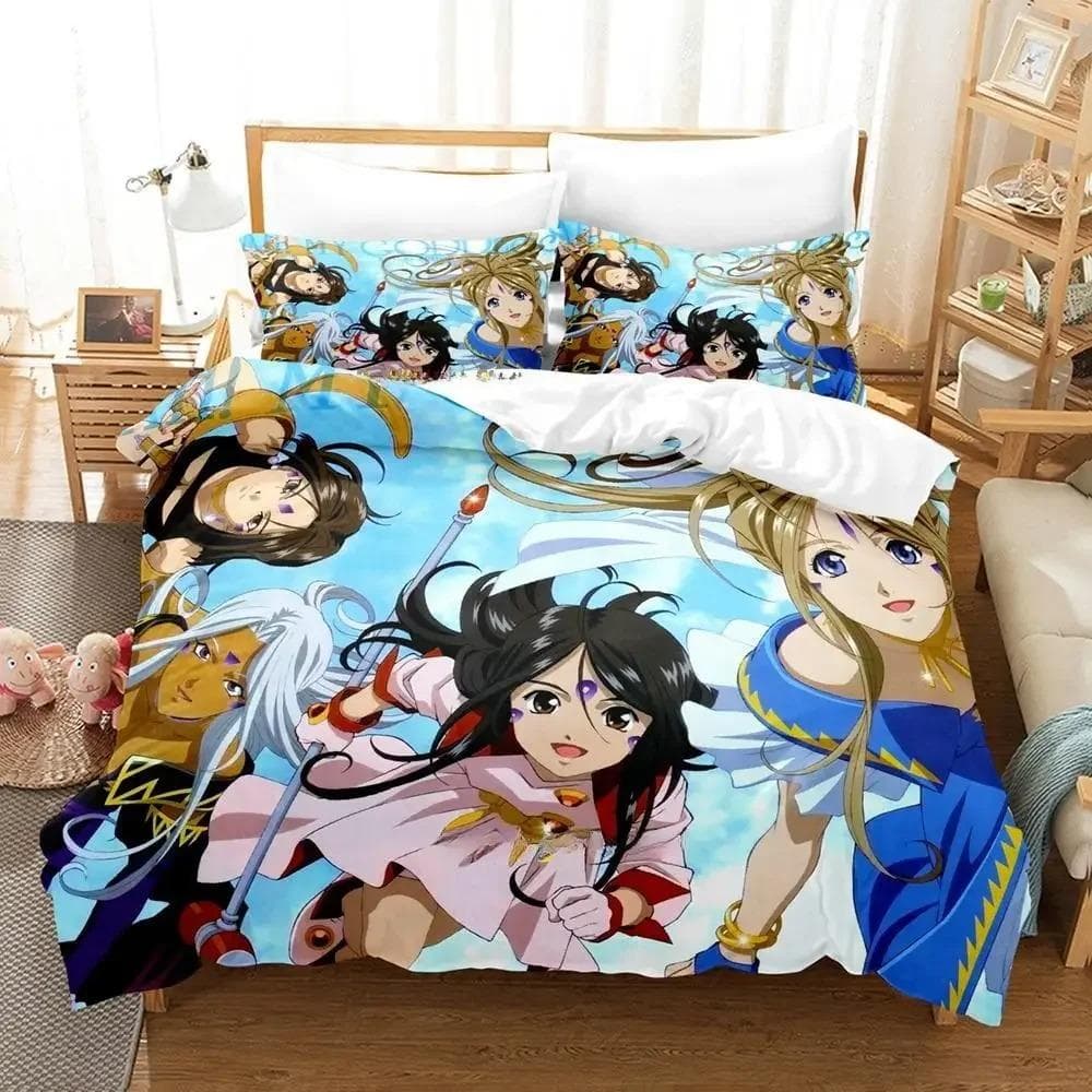 3D Print Ah! My Goddess Bedding Set,Duvet Cover Comforter Bed Set Quilt Cover Pillowcase,King Queen Twin Size Boys Girls Adultse 135X200cm-2pcs