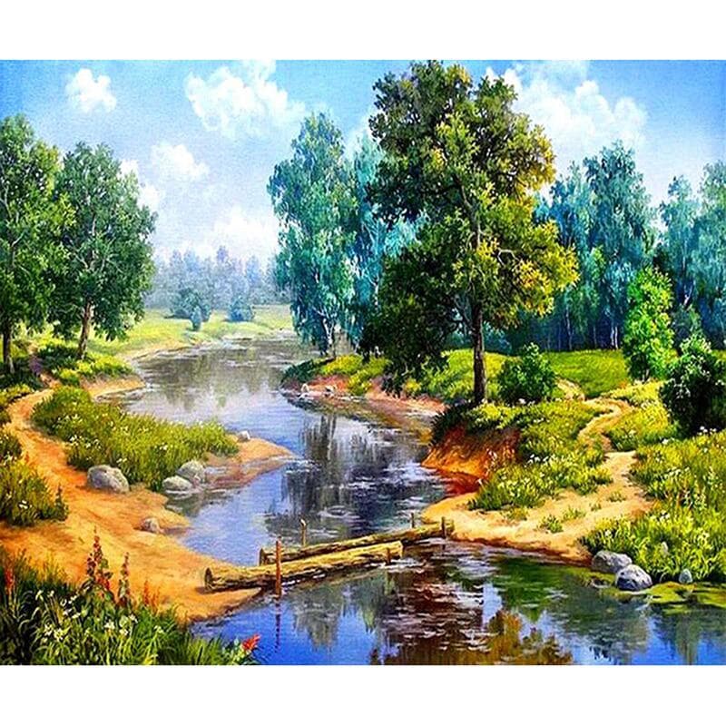5D DIY Diamond Painting Tree water Embroidery Cross Stitch Rhinestone Mosaic Home Decor 30X40CM