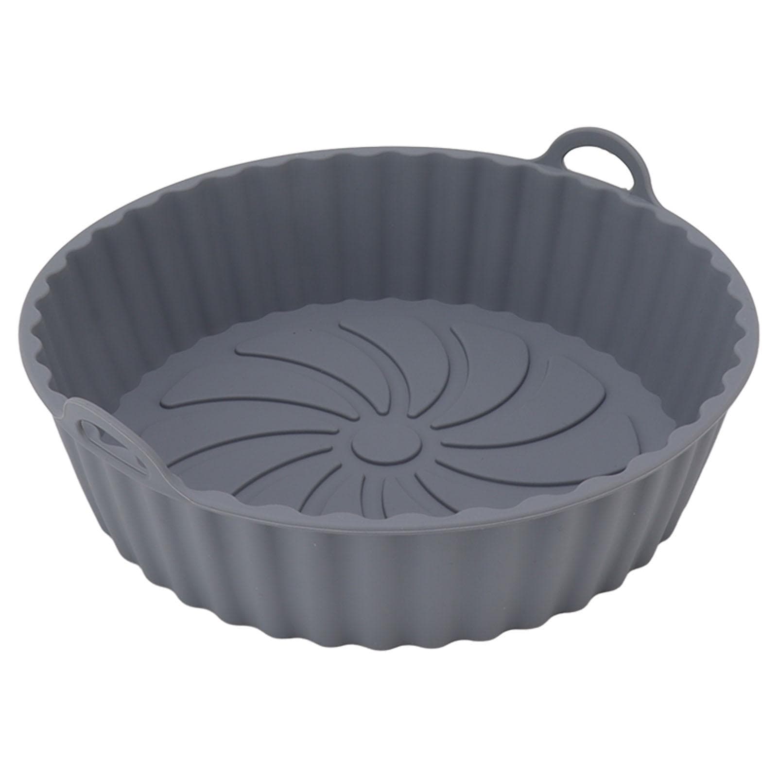 2Pcs Round Silicone Fryer Basket Oil Resistant Non Stick Resuable Fryer Silicone Liner with Handles L(for 6.5-9kg)
