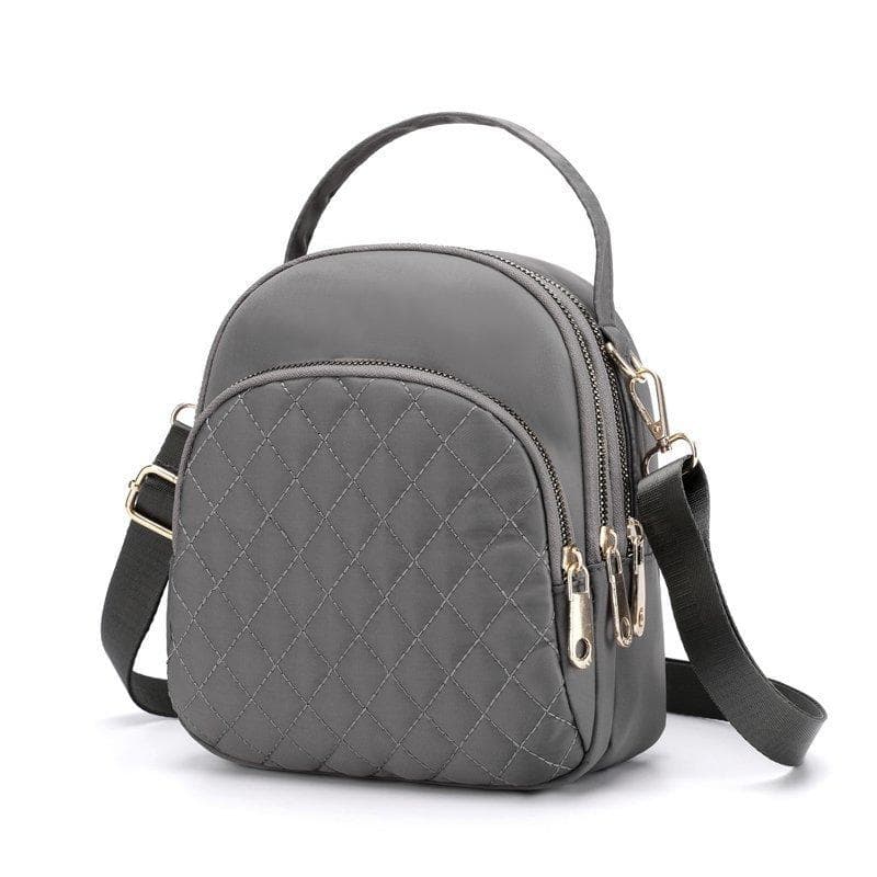 Women's Handbag Canvas Shell Bag Students Double Shoulder School Bag Solid Color Crossbody Bag Checkered Shoulder Travel Bag 19*11*21cm grey