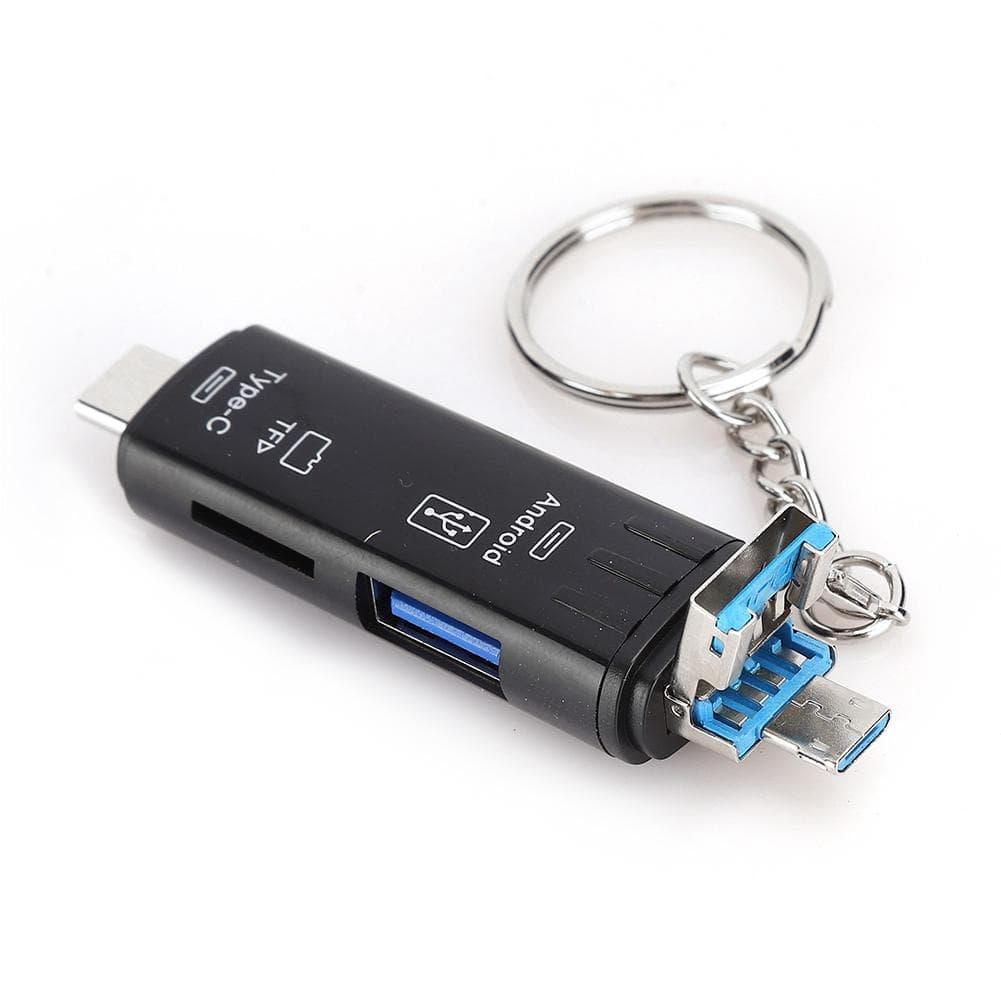 5 in 1 Type C OTG USB2.0 Multi Function Card Reader Memory Card Micro Memory Card Adapter(Black ) black