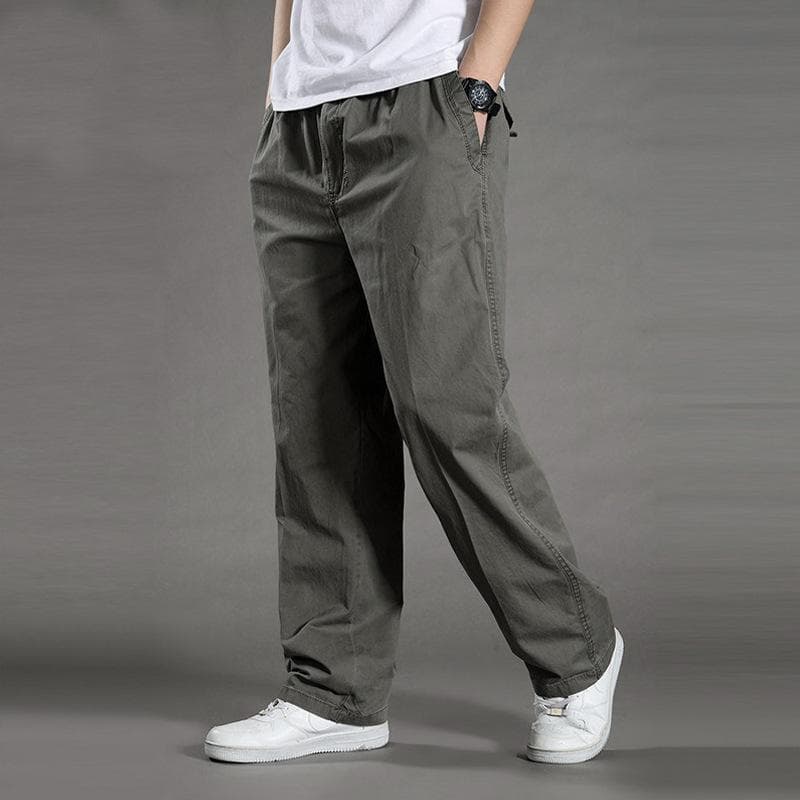 M-6XL Summer Men's Business Loose Bottoms Sweat-absorbent Thin Breathable Straight-leg Casual Pants 3XL green