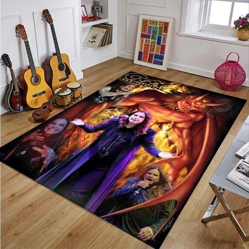 Ozzy Osbourne Band Printed Carpet Living Room Bedroom Fashionable and Aesthetic Anti slip Carpet Photography Props Birthday Gift 120cm by 80cm