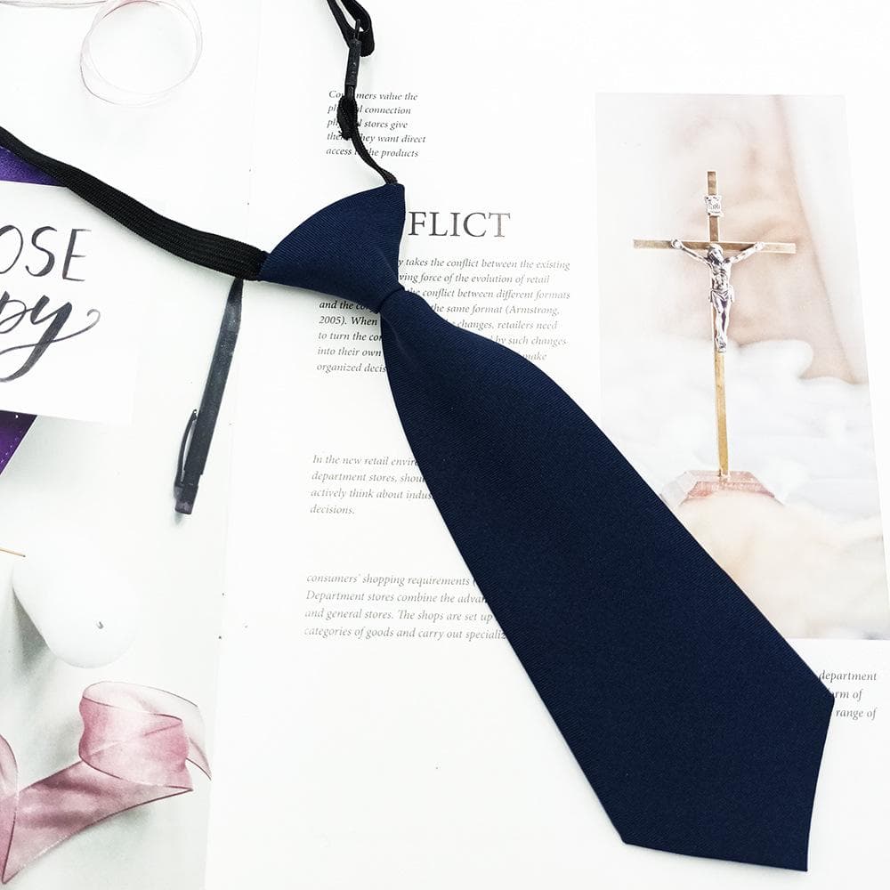 23cm Solid Color Children's Tie: Stylish Girls' JK School Uniform Accessory navy blue