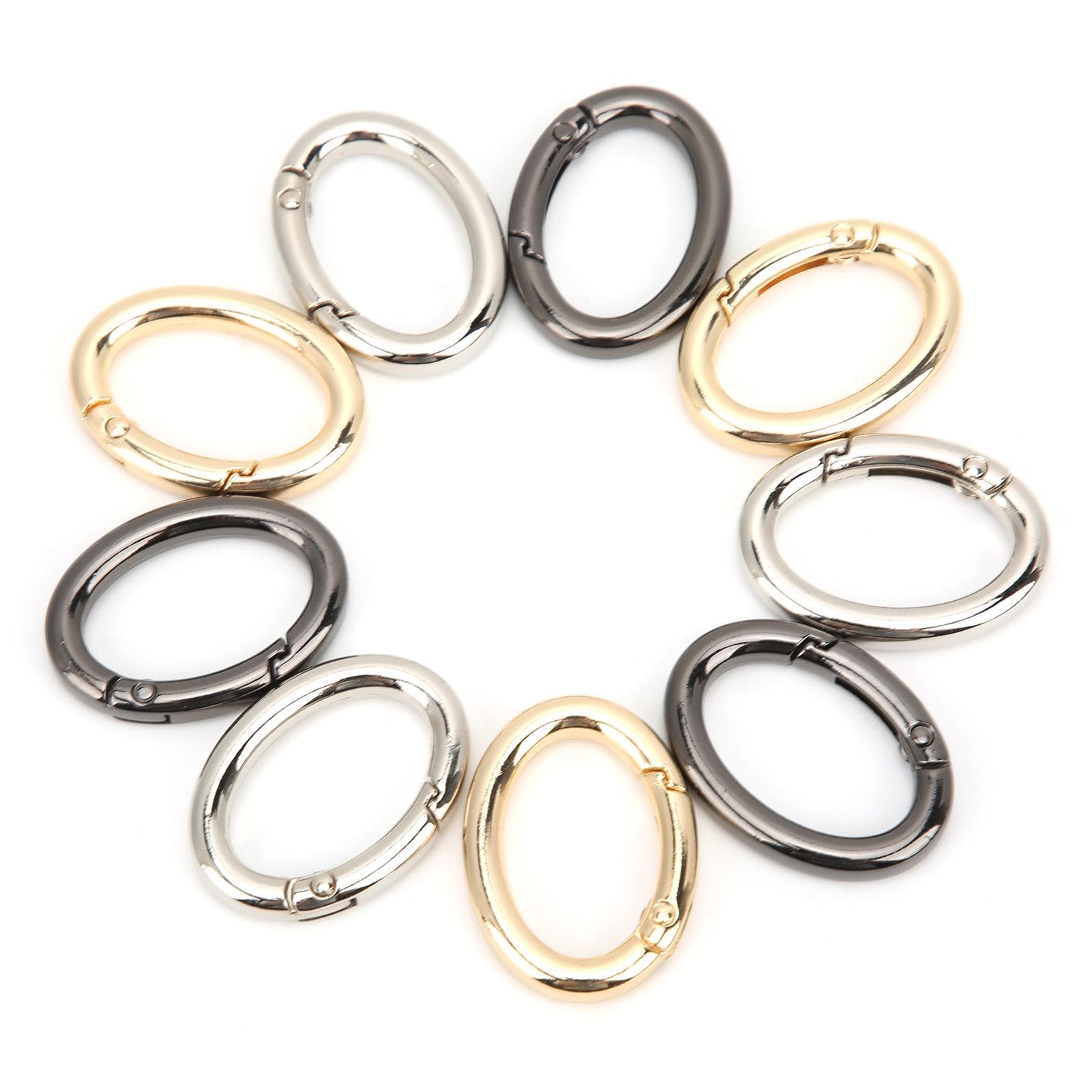 9Pcs Spring Ring Buckle 0?Shaped Oval Open Bag Chain Hardware DIY Accessories 3 ColorsM S