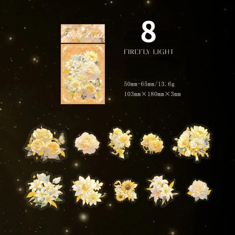 Vintage Exquisite Flower Sticker Pack PET Sparkling Decoration Handbook DIY Card Sticker Stationery 20pcs/pack