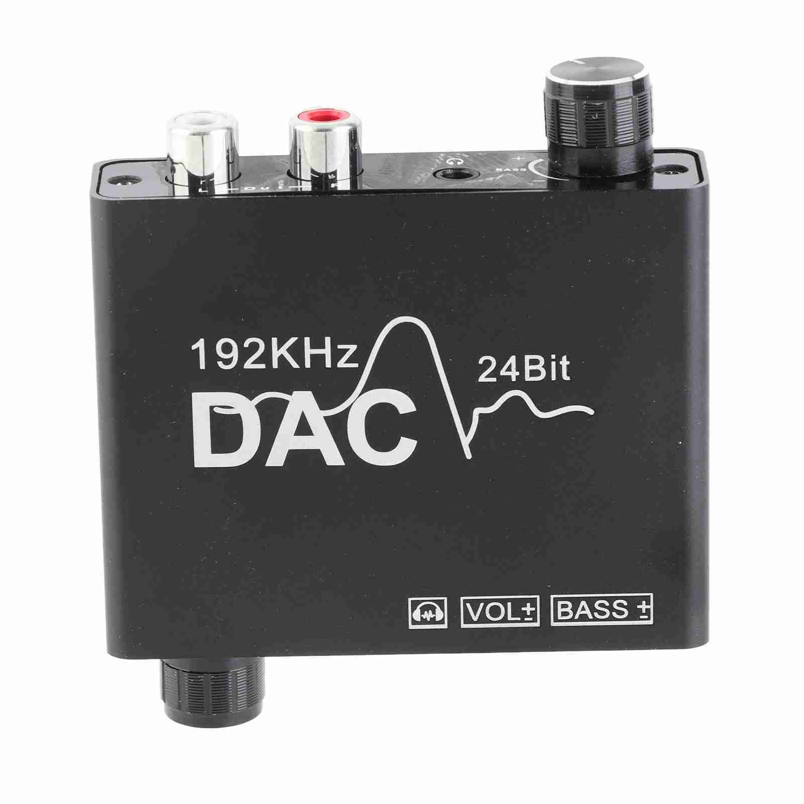192KHz Digital To Analog Converter Professional Optical Converter with Bass Volume Adjustment for