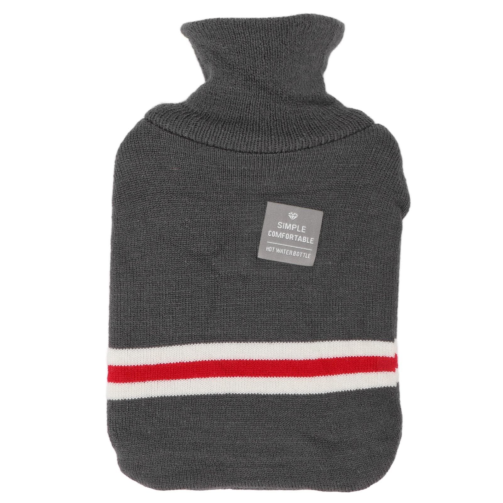 1000ml Hot Water Bottle Hot Cold Compress Portable Hot Water Warmer with Dark Grey Knit Cover for